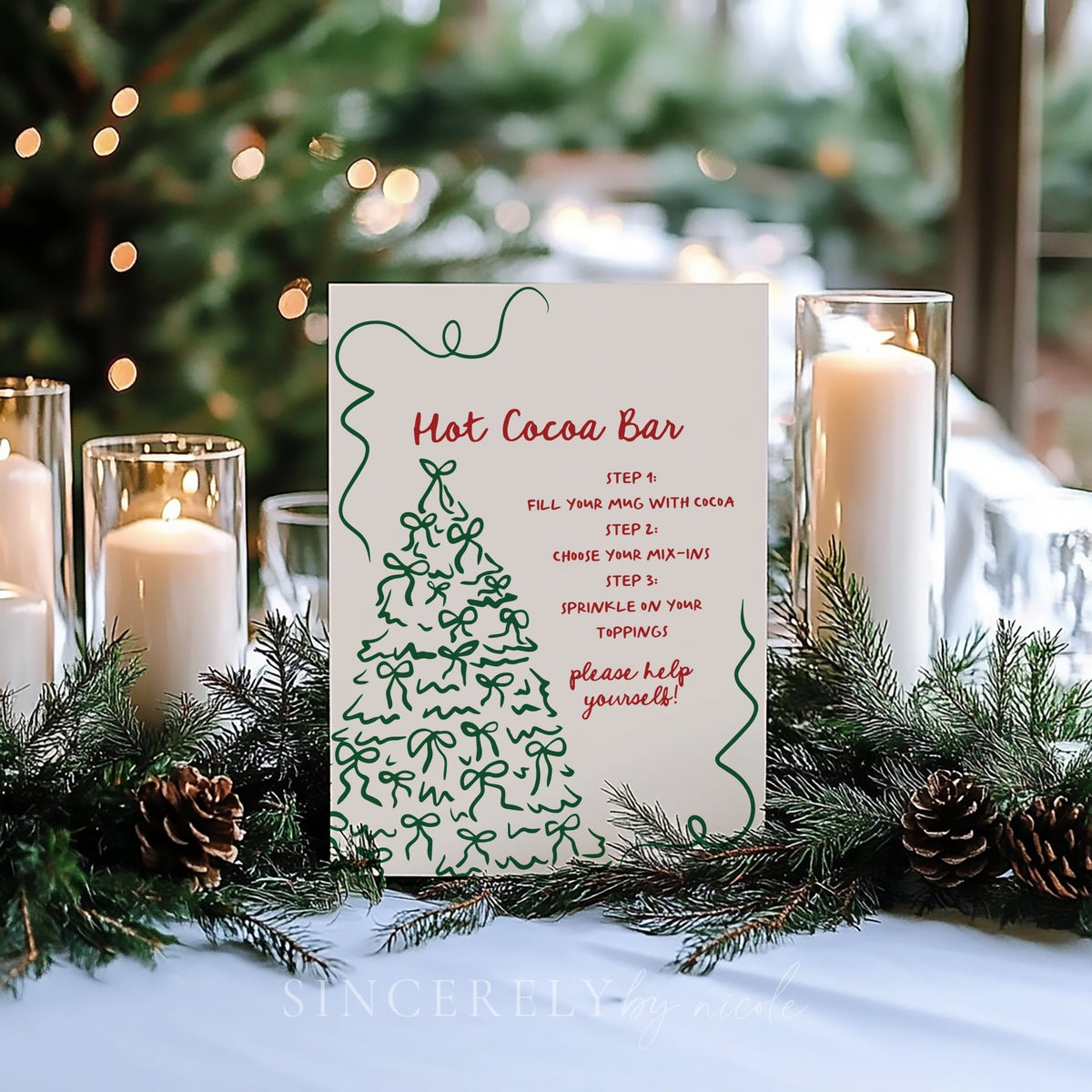Whimsical Hand Drawn Hot Cocoa Bar Holiday Party Sign - SincerelyByNicole