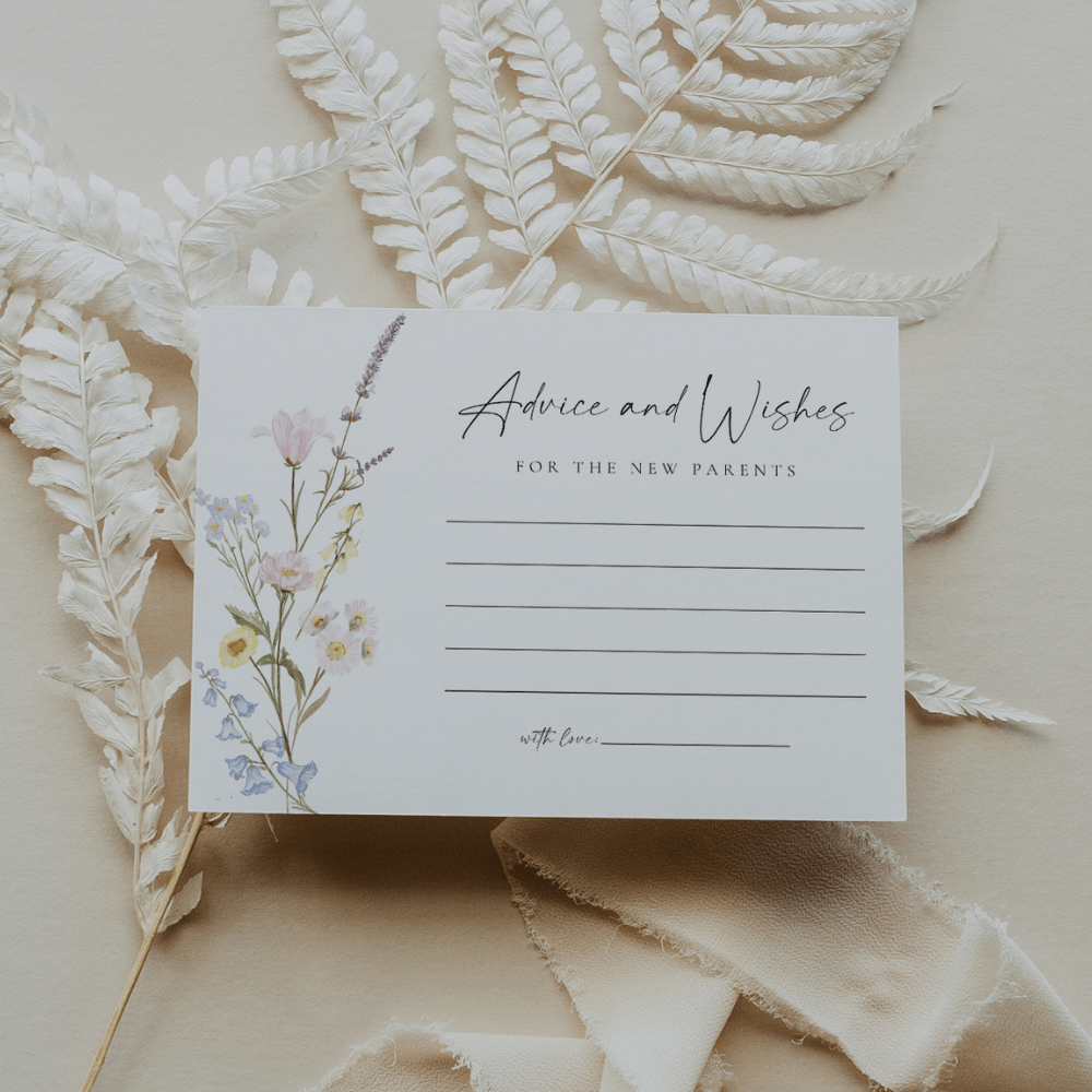 Wildflower Baby Shower Advice and Wishes For New Parents Card - SincerelyByNicole