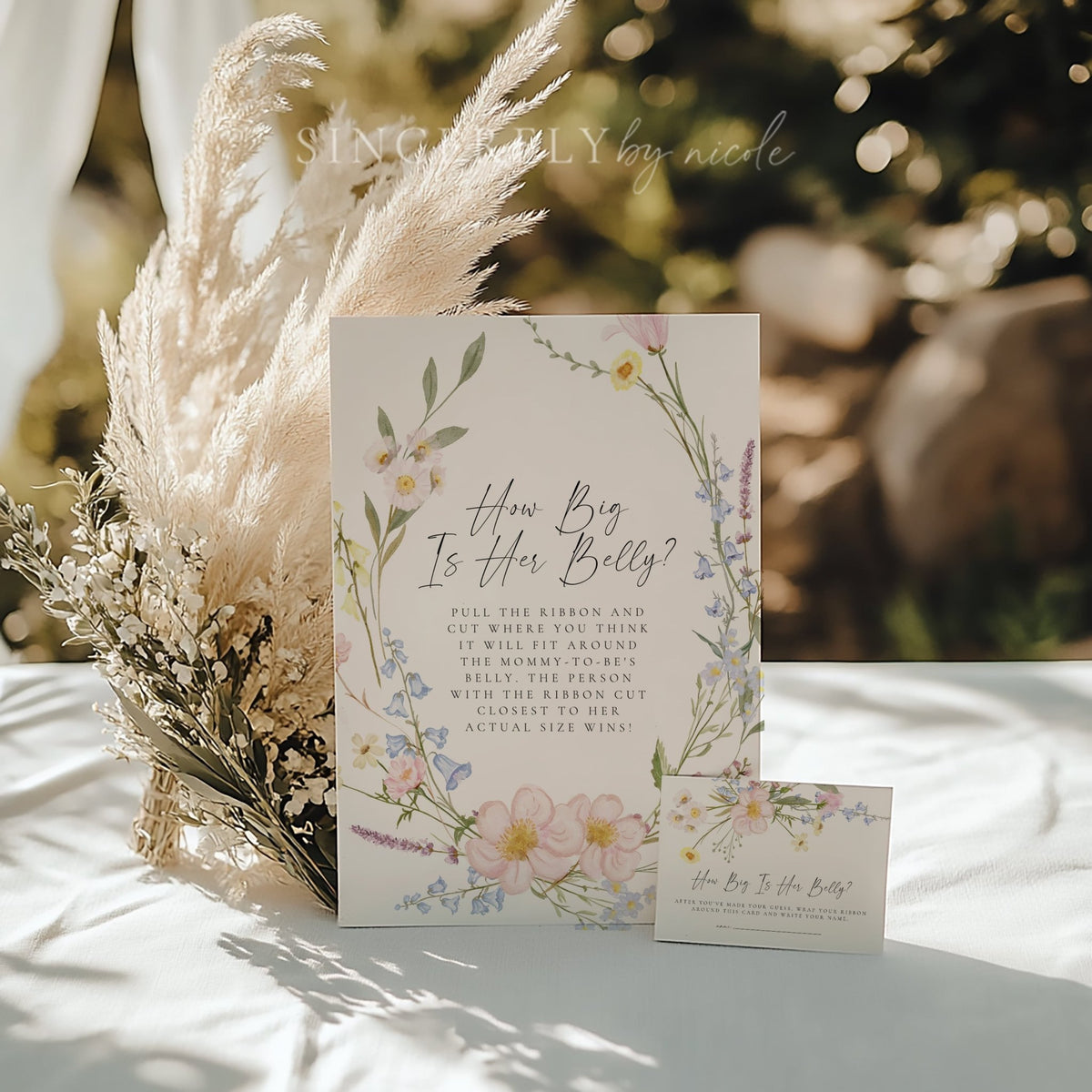 Wildflower Baby Shower How Big Is Mommy's Belly Game - SincerelyByNicole