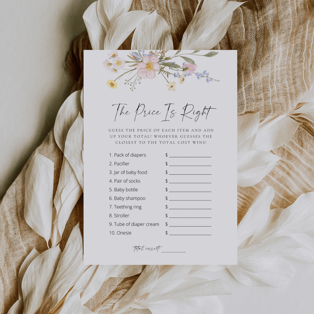 Wildflower Baby Shower The Price Is Right Game - SincerelyByNicole