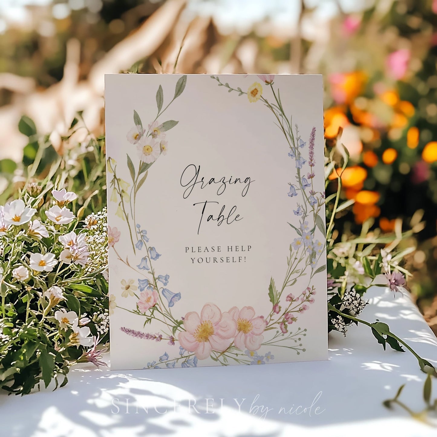 Wildflower Wedding Grazing Table Sign - SincerelyByNicole