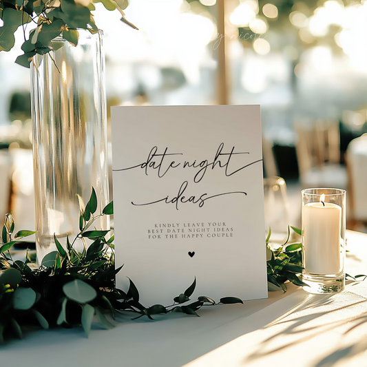 Minimalist "Kids Table" sign displayed at an event, styled with candles and lush greenery. A perfect addition to wedding or reception decor, designed to create a fun space for young guests.