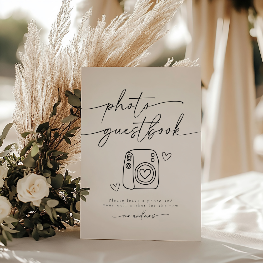 Elegant Wedding Photo Guestbook Tabletop Sign