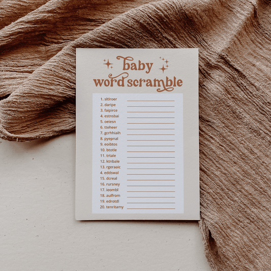 Baby Shower Game Baby Word Scramble - SincerelyByNicole