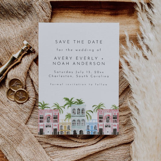 Beach Wedding Save The Date Charleston Wedding Announcement | PRINTED Customizable Template - SincerelyByNicole