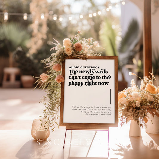 Boho 70's Wedding Audio Guest Book Wedding Sign - SincerelyByNicole