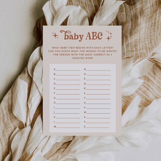 Boho Baby Shower Baby ABC Alphabet Game - SincerelyByNicole