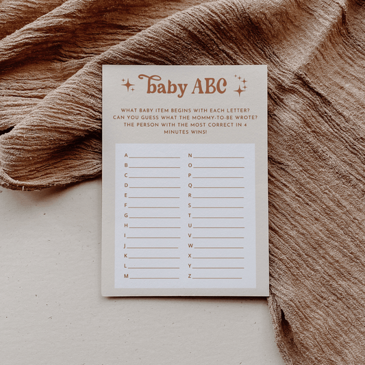Boho Baby Shower Baby ABC Alphabet Game - SincerelyByNicole