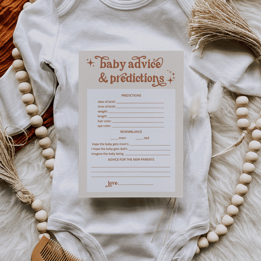 Boho Baby Shower Baby Advice and Predictions Game Card - SincerelyByNicole