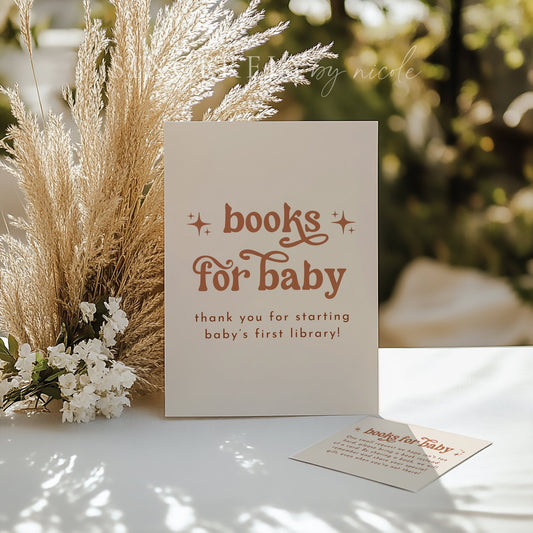 Boho Baby Shower Books For Baby Sign and Cards - SincerelyByNicole