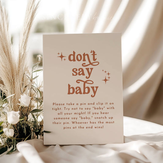 Boho Baby Shower Don't Say Baby Pin Game - SincerelyByNicole