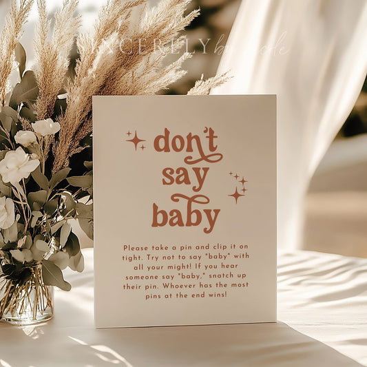 Boho Baby Shower Don't Say Baby Pin Game - SincerelyByNicole