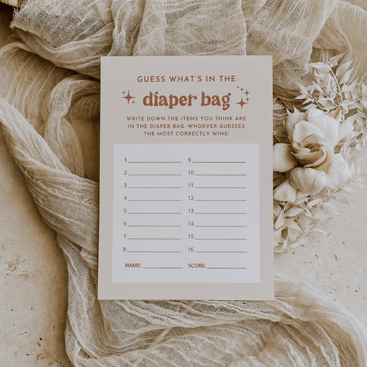 Boho Baby Shower What's In The Diaper Bag Game - SincerelyByNicole