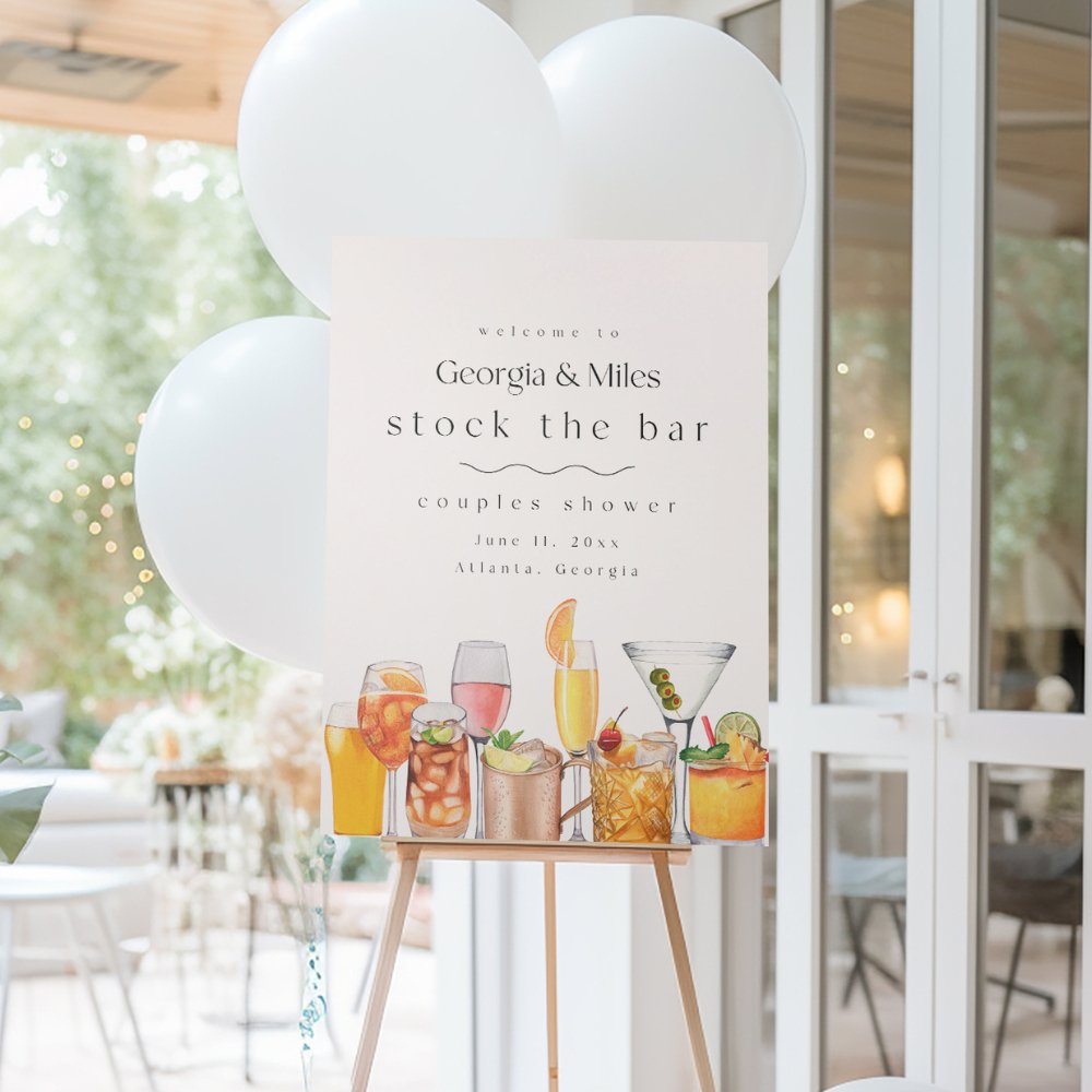 Boho Stock The Bar Couples Shower Welcome Sign Template LENNOX - SincerelyByNicole