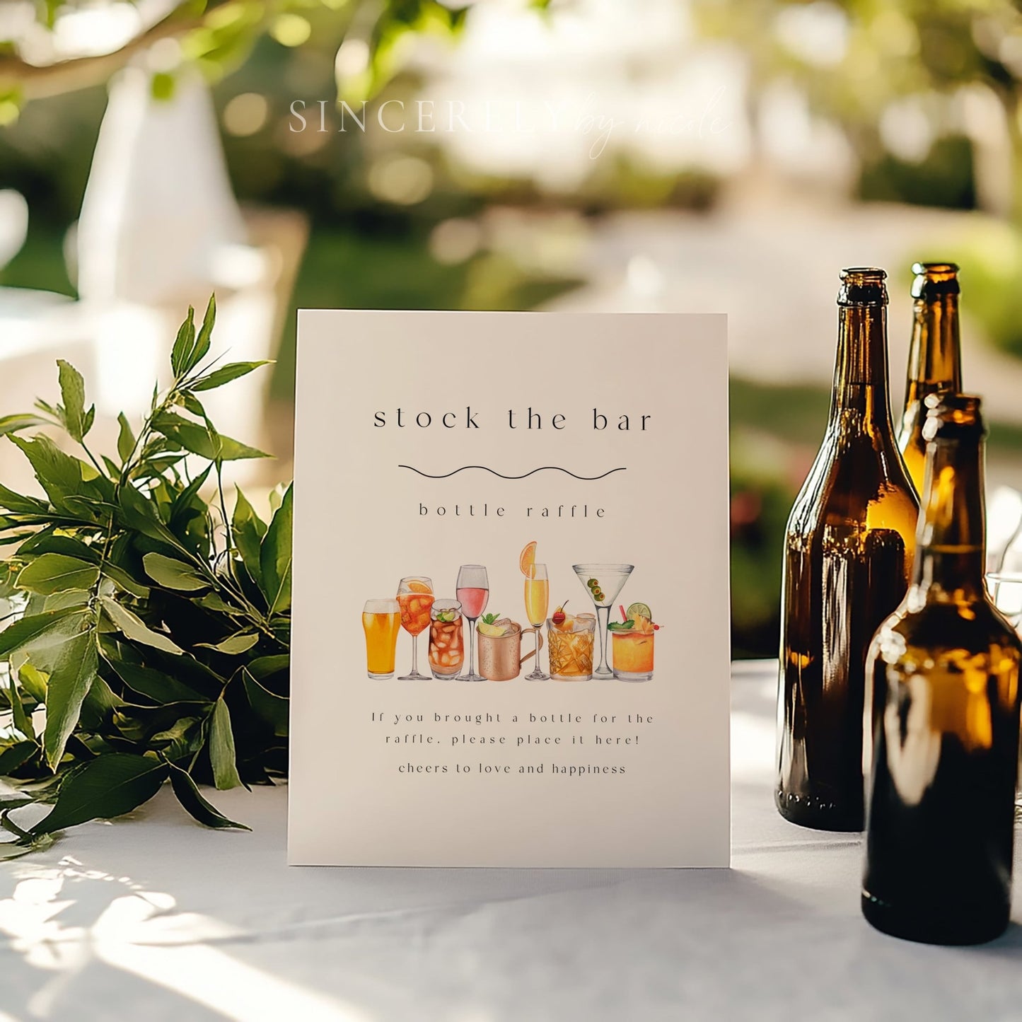 Boho Stock The Bar Raffle Sign and Ticket Couples Shower - SincerelyByNicole