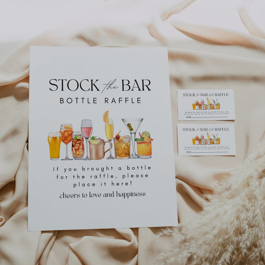 Boho Stock The Bar Raffle Sign and Ticket Editable In Canva ASPEN - SincerelyByNicole