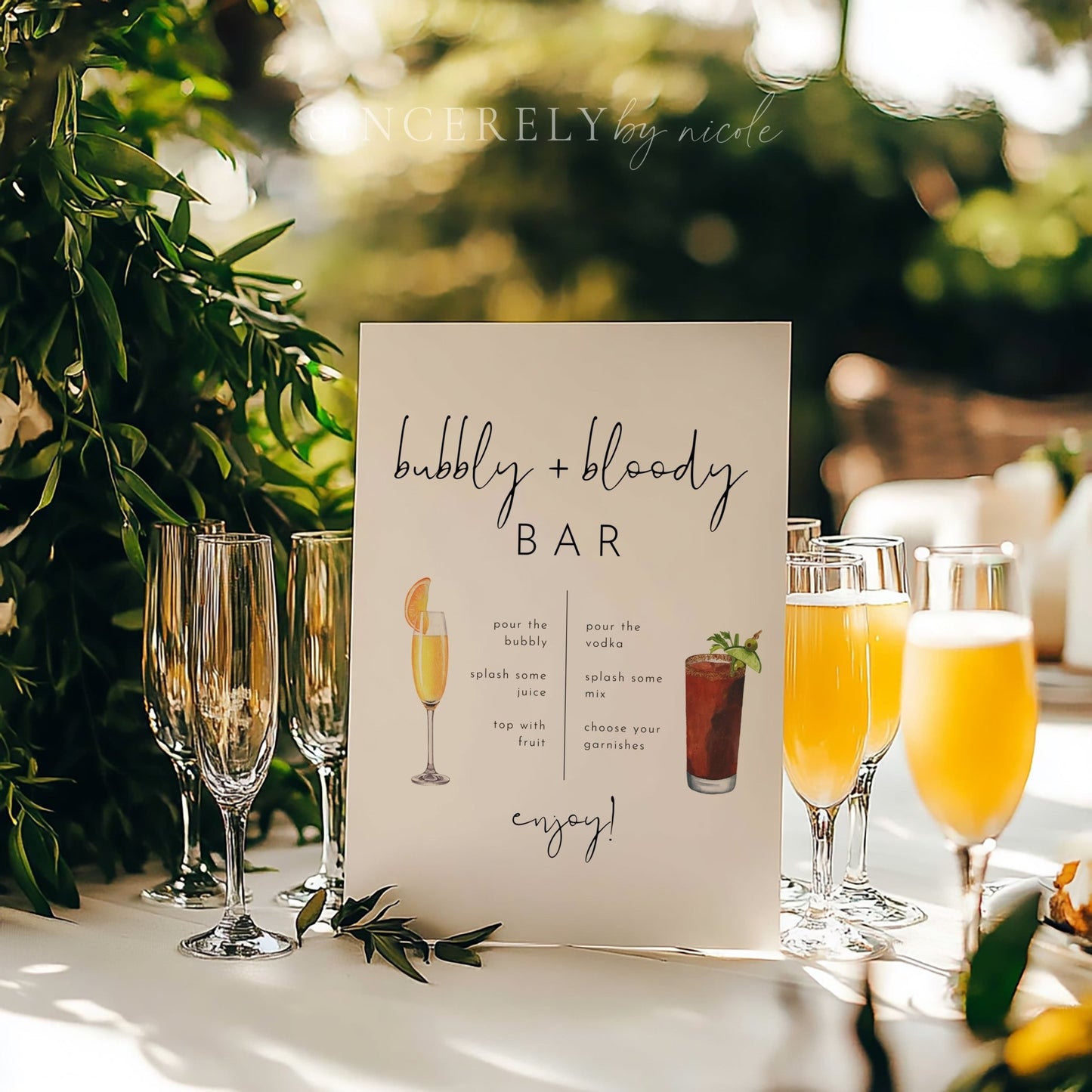 Bridal Brunch Bloody Mary and Mimosa Bar Sign - SincerelyByNicole