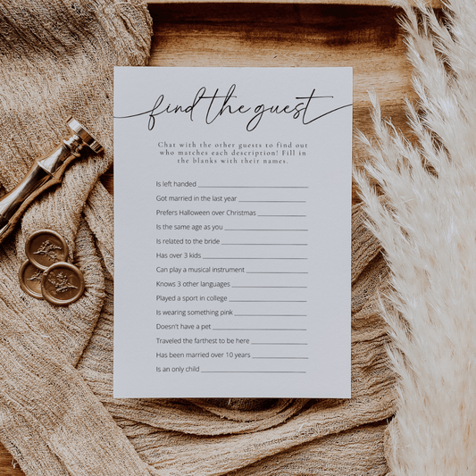 Bridal Shower Game Find The Guest - SincerelyByNicole