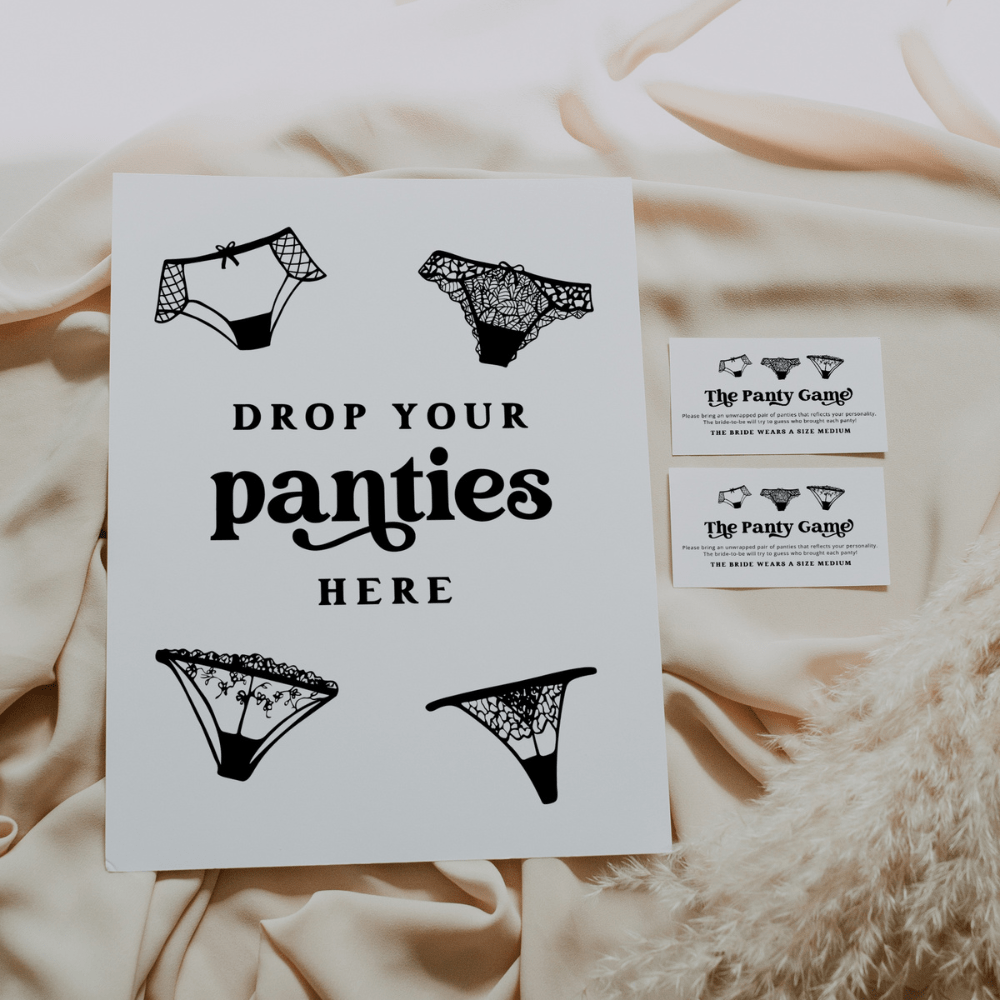 Bridal Shower Panty Game Sign and Card Lingerie Shower Games - SincerelyByNicole