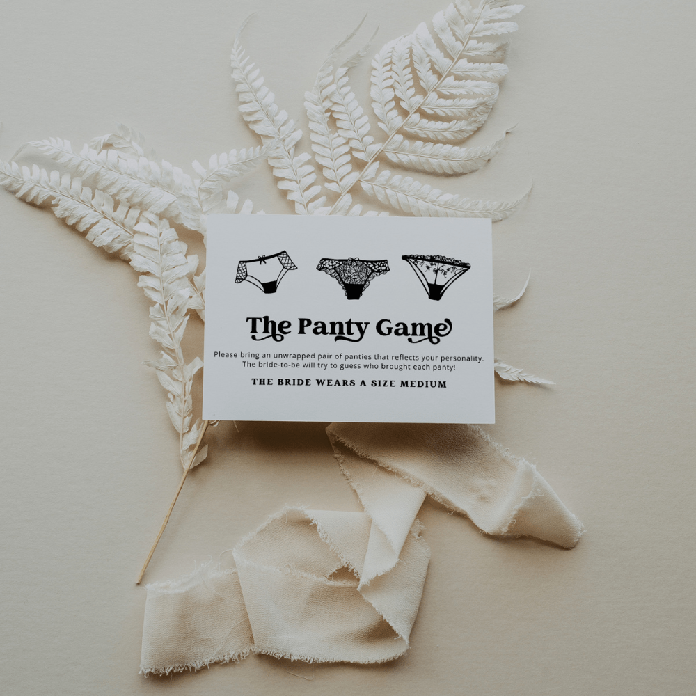 Bridal Shower Panty Game Sign and Card Lingerie Shower Games - SincerelyByNicole