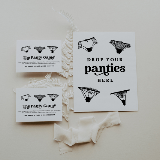 Bridal Shower Panty Game Sign and Card Lingerie Shower Games - SincerelyByNicole