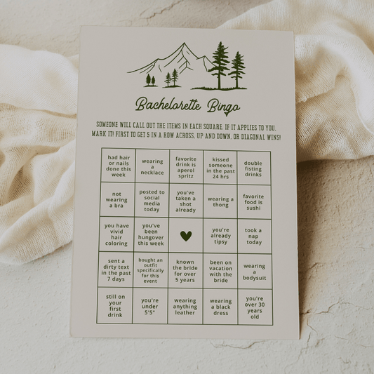 Camp Bachelorette Bingo Game Cards - SincerelyByNicole