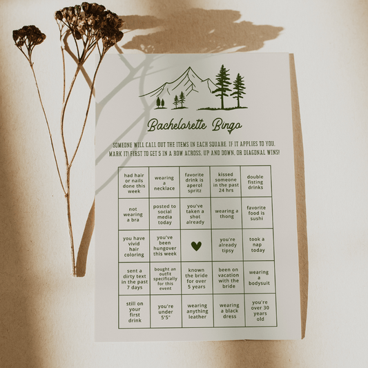 Camp Bachelorette Bingo Game Cards - SincerelyByNicole