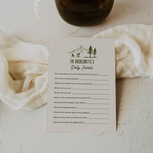 Camp Bachelorette Dirty Secrets Game | Instant Download & Printed Options Available - SincerelyByNicole