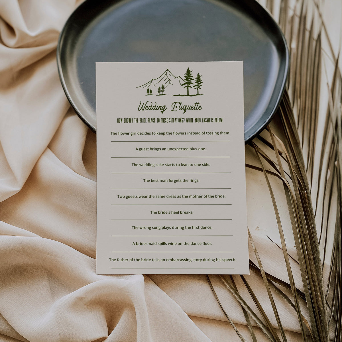Camp Themed Bachelorette Party Wedding Etiquette Game - SincerelyByNicole