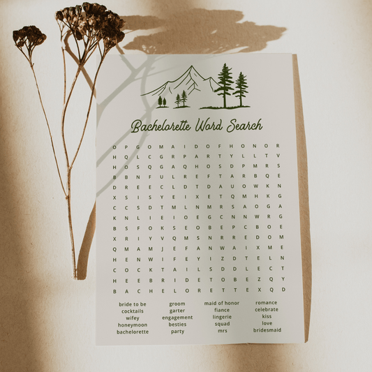 Camp Themed Bachelorette Word Search - SincerelyByNicole