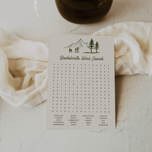 Camp Themed Bachelorette Word Search - SincerelyByNicole