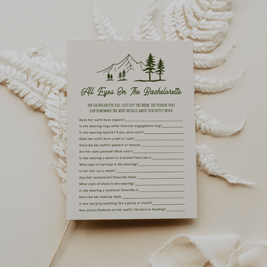Camping Bachelorette All Eyes On The Bachelorette or Bride Game - SincerelyByNicole