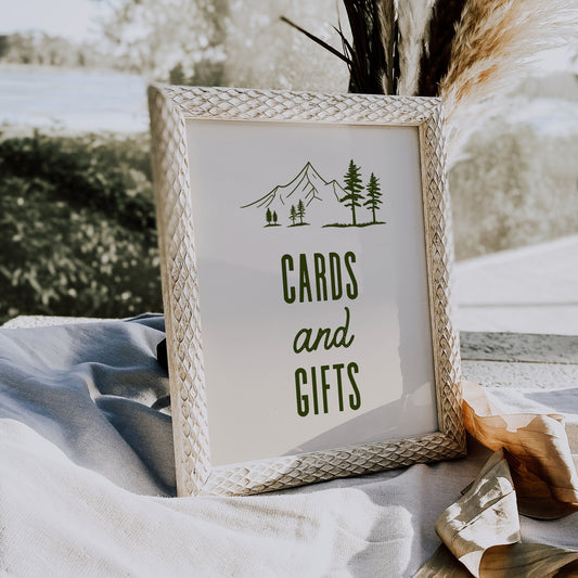 Cards And Gifts Sign Camp Bachelorette Mountain Wedding - SincerelyByNicole