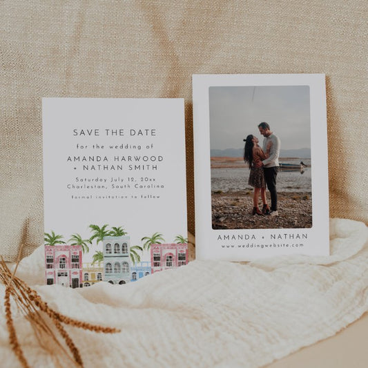 Charleston Save The Date Beach Wedding Save The Date Editable In Canva ISLA - SincerelyByNicole