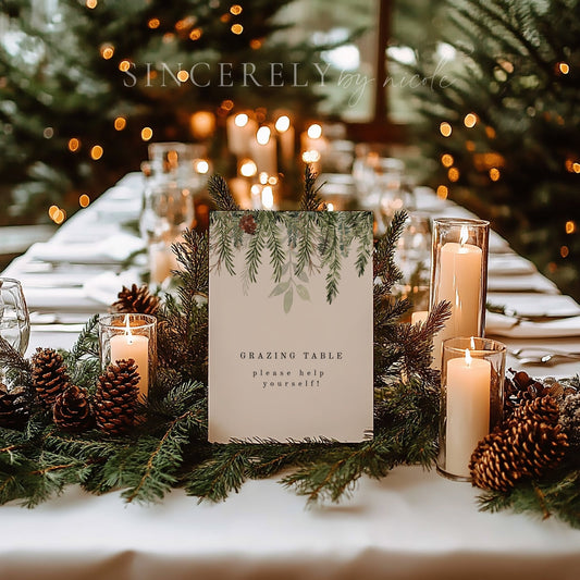 Christmas Party Grazing Table Sign Printed + Shipped or Canva Template - SincerelyByNicole