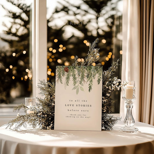 Christmas Wedding To All The Love Stories Generations Of Love Table Sign - SincerelyByNicole