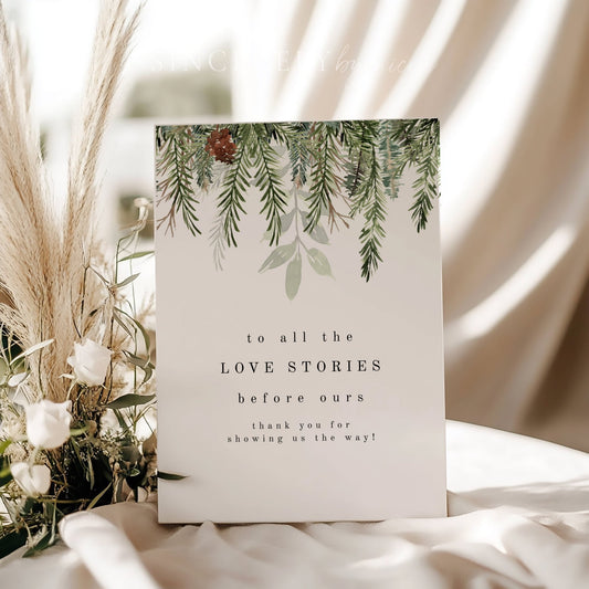 Christmas Wedding To All The Love Stories Generations Of Love Table Sign - SincerelyByNicole