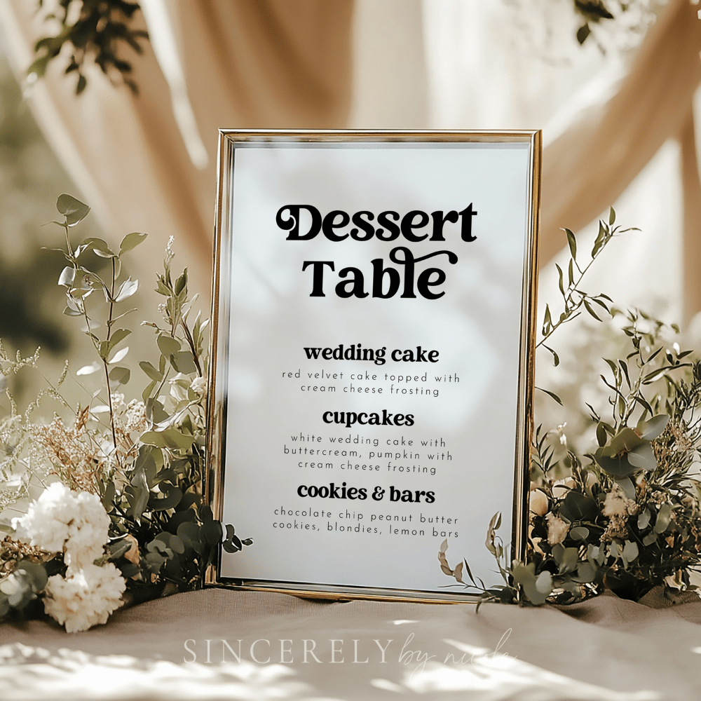 Disco Themed Wedding Dessert Table Sign Template - SincerelyByNicole