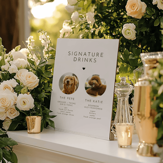 Dog Signature Drink Sign Elegant Pet Signature Cocktail Sign, - SincerelyByNicole