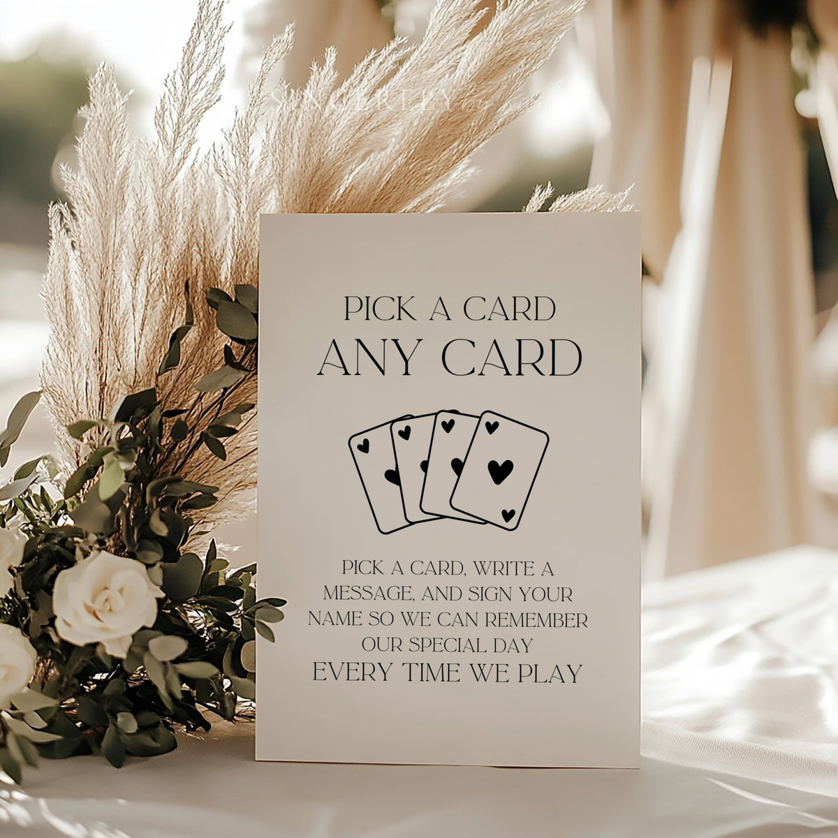 Elegant Boho Pick A Card Wedding Guestbook Sign - SincerelyByNicole