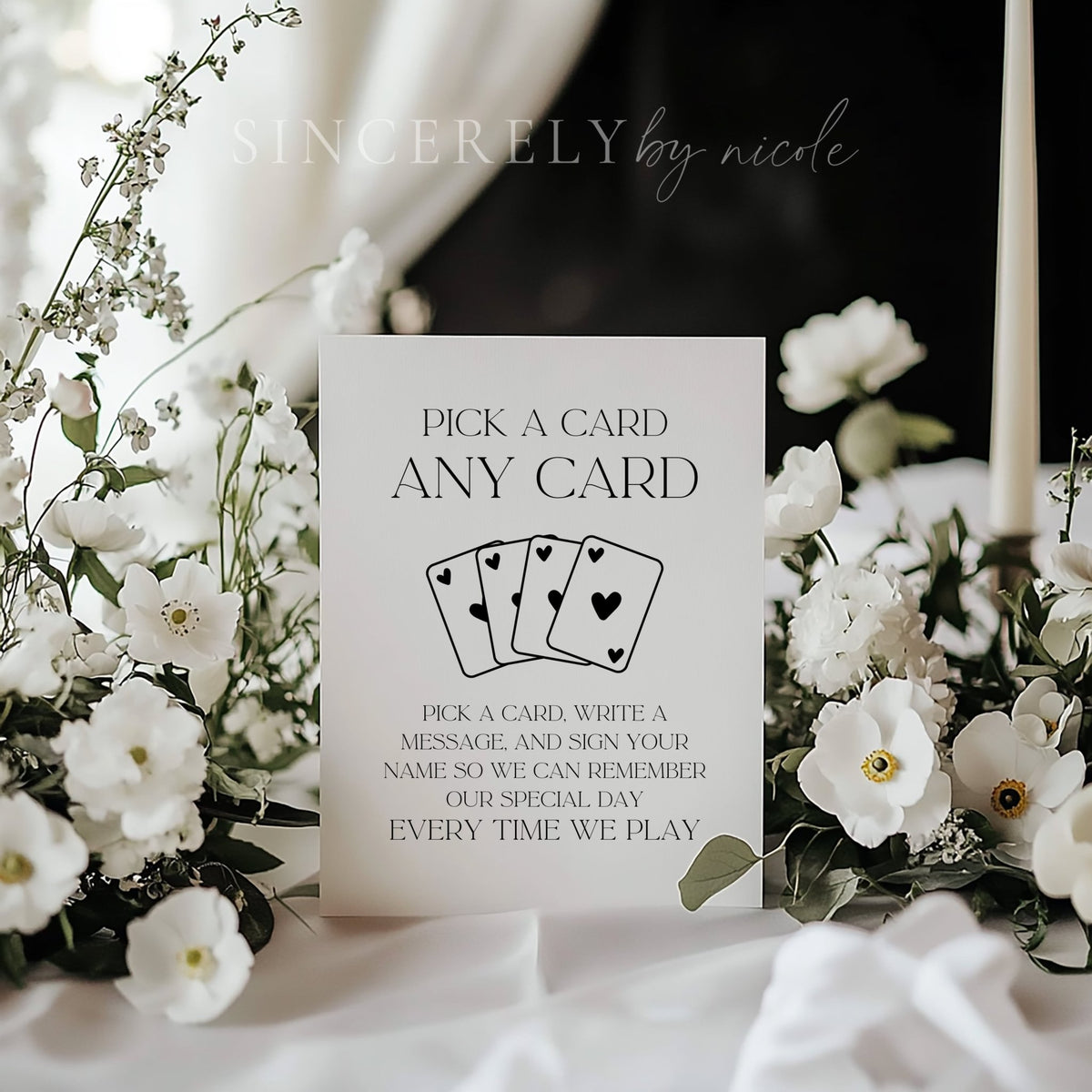 Elegant Boho Pick A Card Wedding Guestbook Sign - SincerelyByNicole