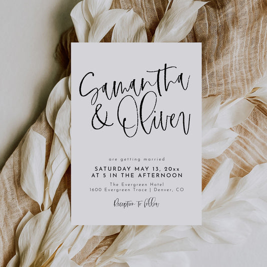 Elegant Bold Modern Calligraphy Wedding Invitation - SincerelyByNicole