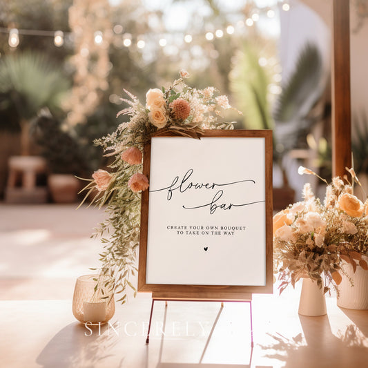 Elegant Bridal Shower Flower Bar Sign - SincerelyByNicole