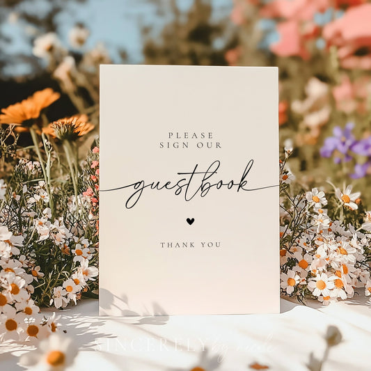 Elegant Modern Please Sign Our Guestbook Wedding Table Sign - SincerelyByNicole