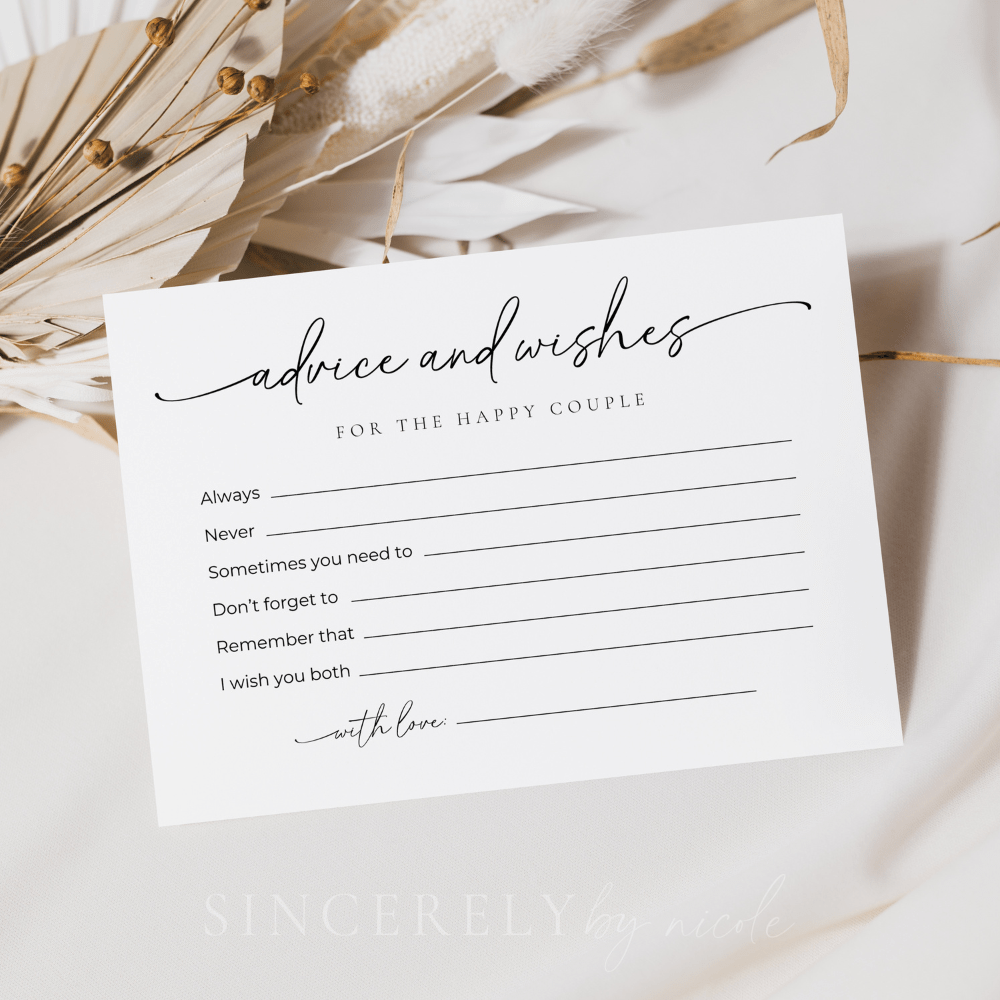 Elegant Newlywed Advice and Well Wishes Cards - SincerelyByNicole