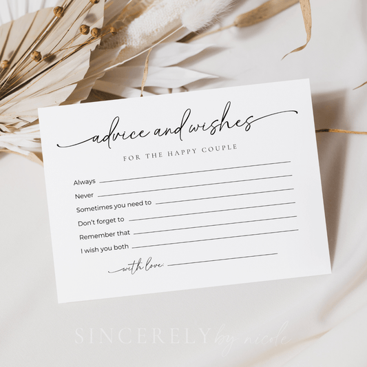 Elegant Newlywed Advice and Well Wishes Cards - SincerelyByNicole