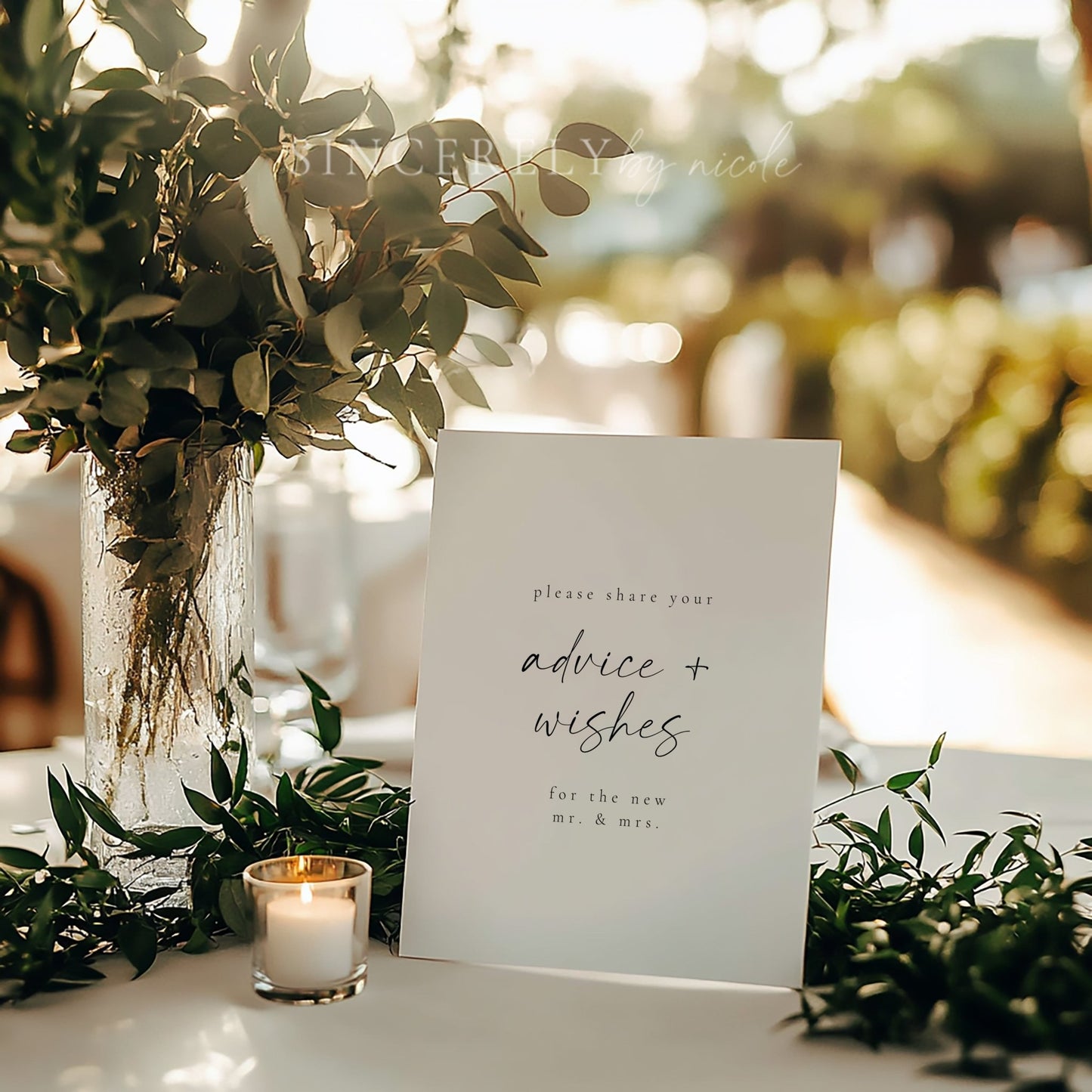 Elegant Newlywed Advice and Wishes Sign and Cards - SincerelyByNicole