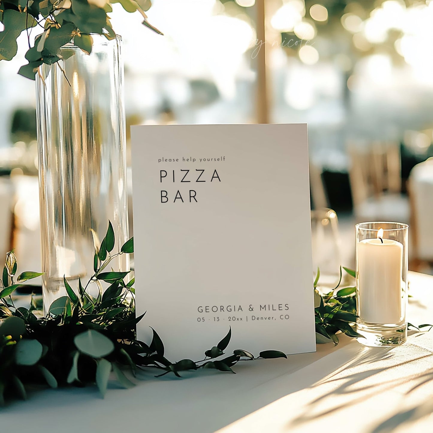 Elegant Pizza Bar Food Station Sign - SincerelyByNicole