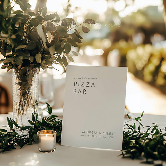 Elegant Pizza Bar Food Station Sign - SincerelyByNicole