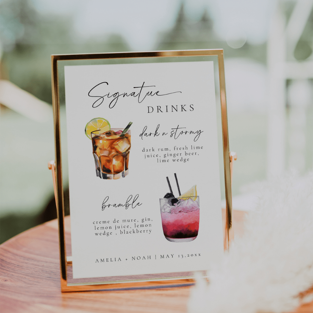 Elegant Signature Drink Bar Menu Template CHOOSE YOUR DRINKS Editable In Canva OLIVIA - SincerelyByNicole